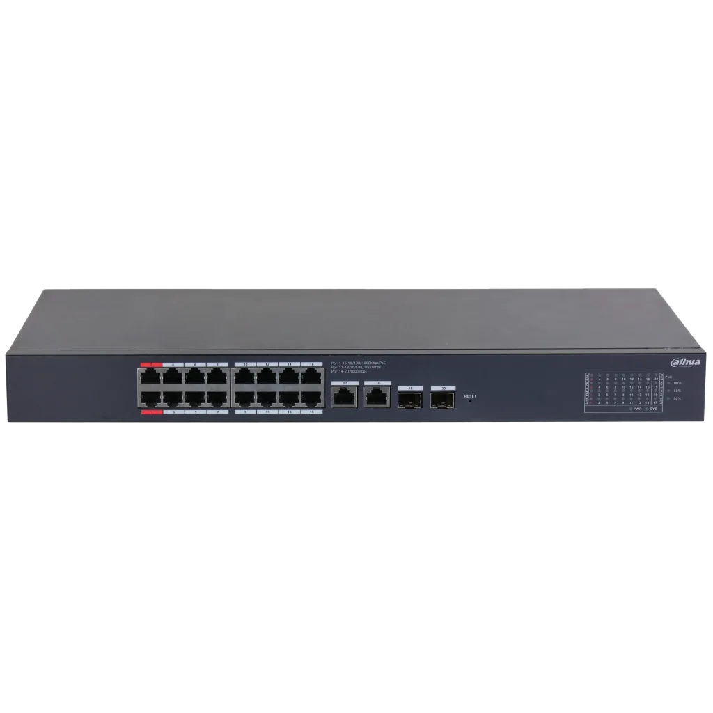 DAHUA CS4220-16GT-240, 16Port, Gigabit, PoE 240W, 2 Port Gigabit Uplink, 2 Port SFP Gigabit Combo, Cloud Yönetilebilir,