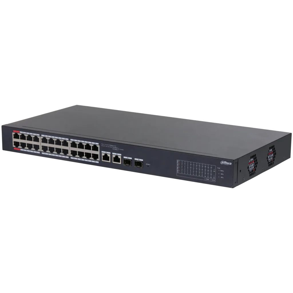 DAHUA CS4226-24ET-240, 24Port, Megabit, PoE 240W, 2 Port SFP Gigabit Combo, Cloud Yönetilebilir, Switch