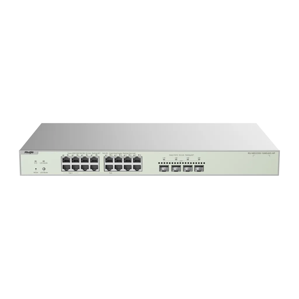 RUIJIE REYEE RG-NBS3300-16MG4XS-HP 16 Port GigaBit PoE, 370W, 4Port SFP, L2 Yönetilebilir Switch Metal Kasa