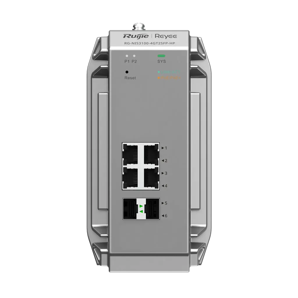RUIJIE REYEE RG-NIS3100-4GT2SFP-HP 4 Port GigaBit PoE, 120W, 2Port SFP, Endüstriyel Switch