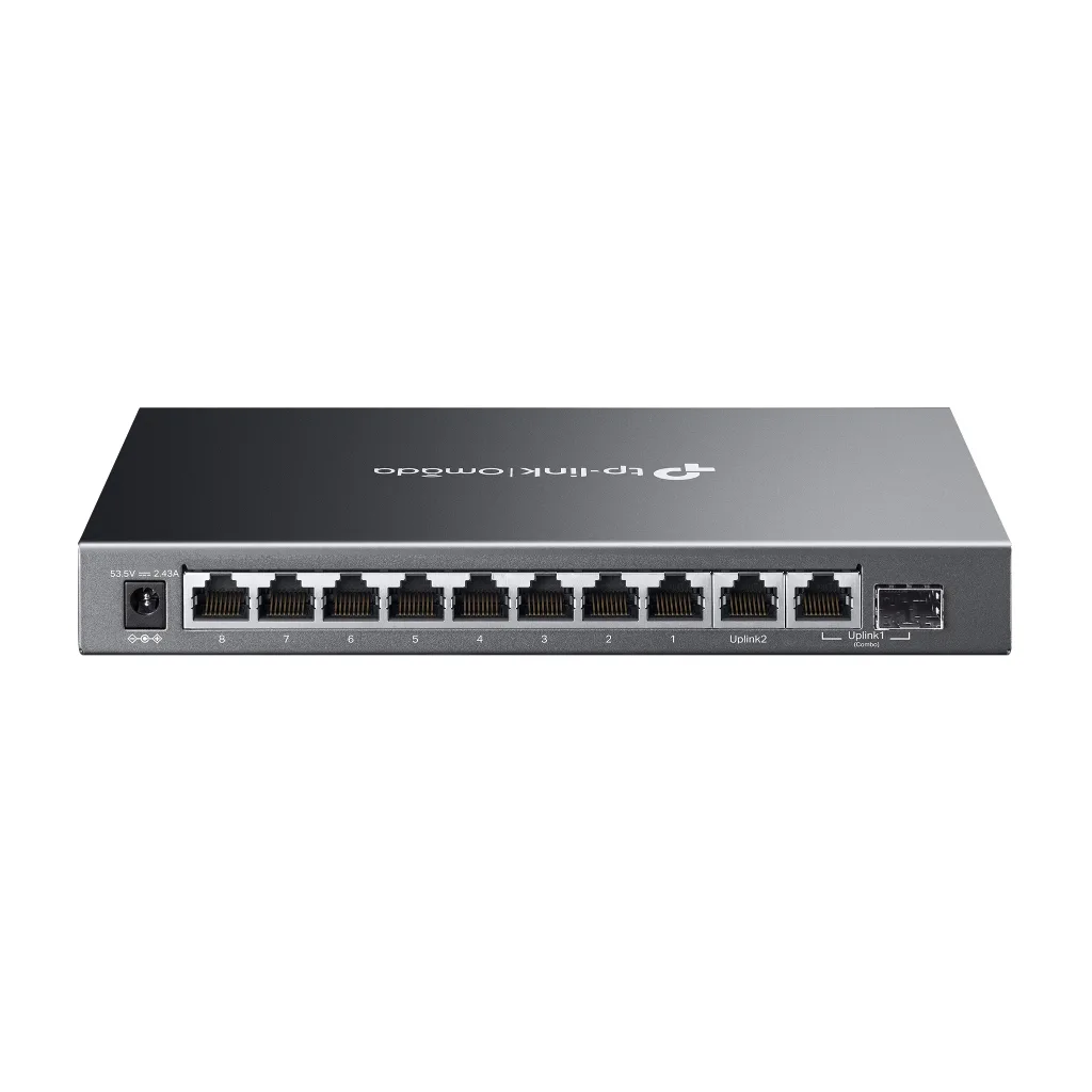 OMADA ES210GMP, 10 Port Gigabit, 8 Port PoE+, 1Port Gigabit Combo SFP, 123W, Yönetilebilir Metal Kasa Masaüstü/Vesa Swit