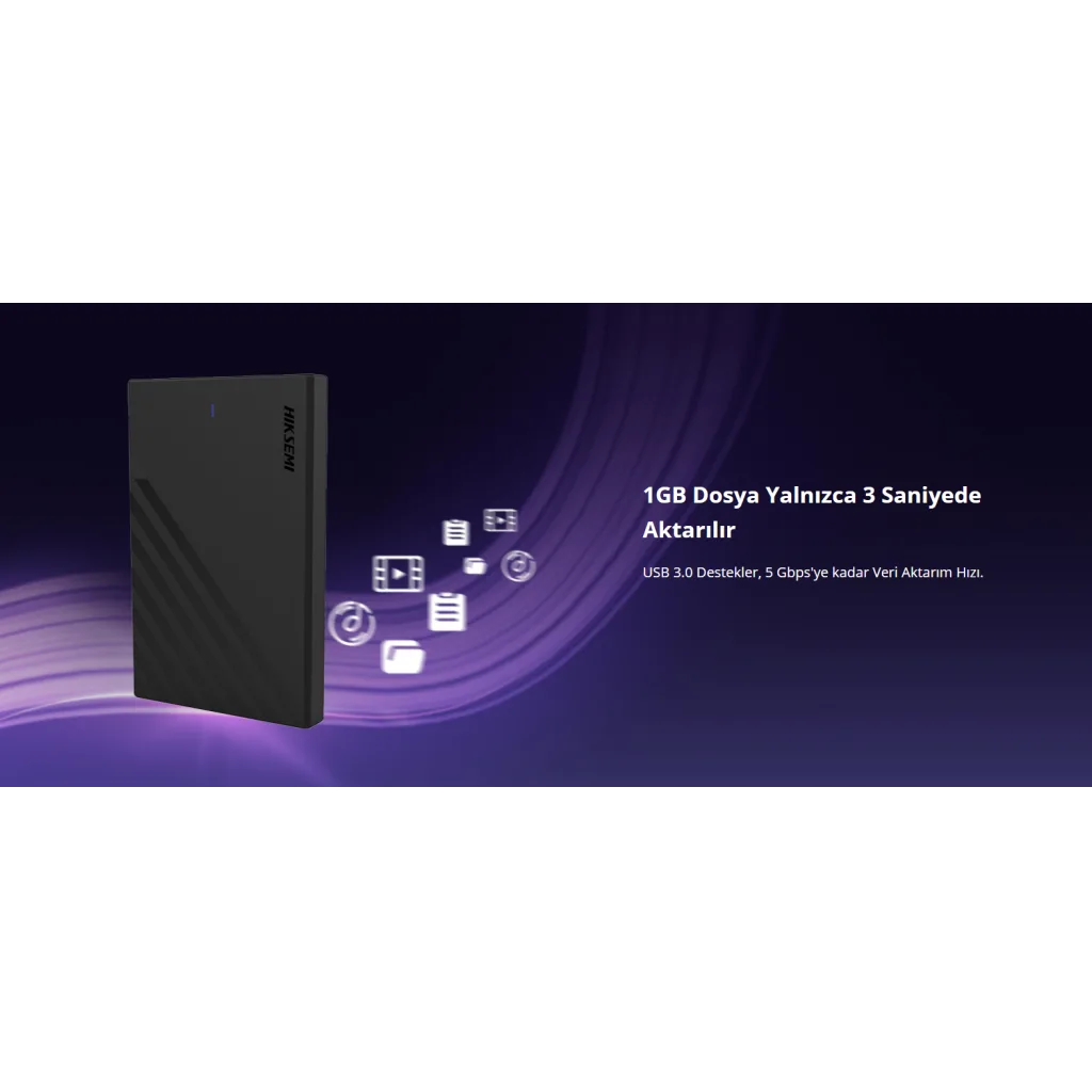 HIKSEMI HS-HUB-MHB201, USB3.0, 2,5" Disk Kutusu. (SSD ve HDD Destekler, 5Gbps, Siyah, Win, Mac-OS, Linux, Android)