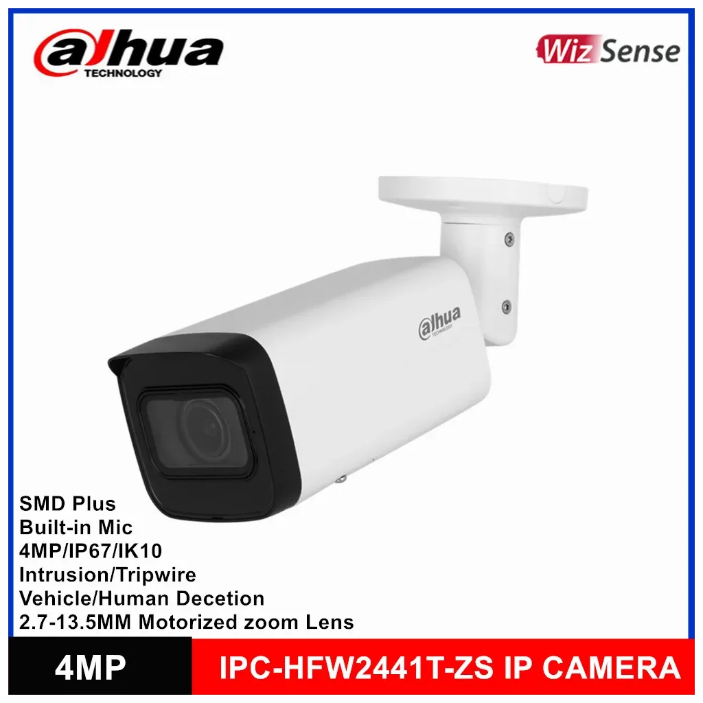 DAHUA IPC-HFW2441T-ZAS-2713, 4Mpix, 2,7-13,5mm Motorize Lens, H265+,Starlight, 60Mt Gece Görüşü, Dahili Mikrofon, IP67,