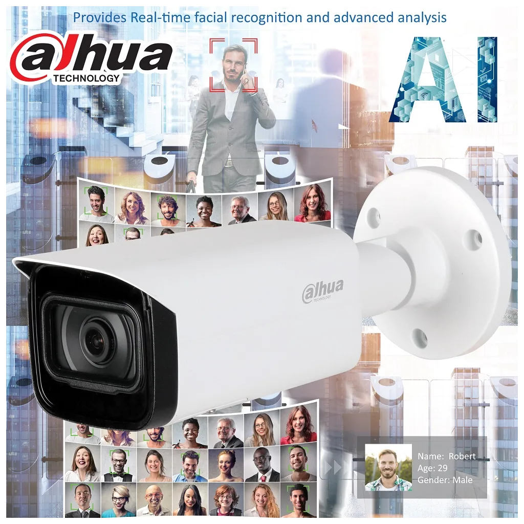 DAHUA IPC-HFW5442T-ASE, 2Mpix, 2,8mm Lens, H265+, Wizmind, 50Mt Gece Görüşü, IP67, IK10, PoE Metal Kasa Bullet IP Kamera
