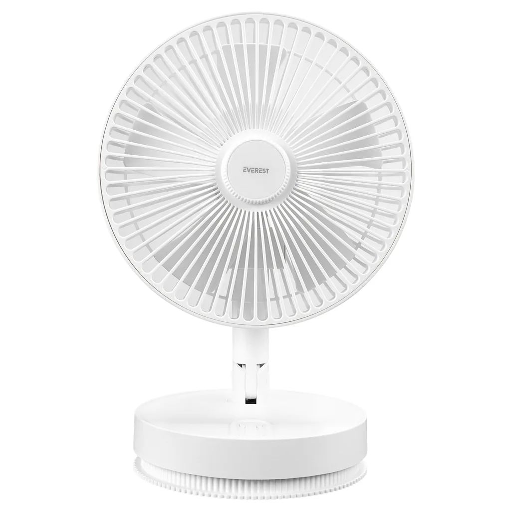 EVEREST EFN-600, BEYAZ, 4 Kademeli Hız, Masaüstü Kullanım, Taşınabilir, Dahili 2000mAh Bataryalı, USB Şarj Girişli, Kuma