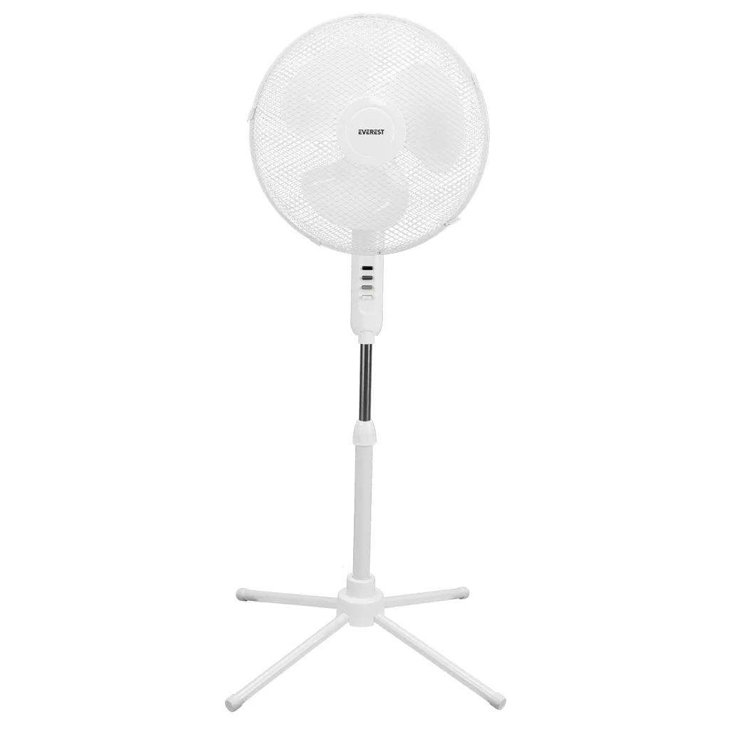 EVEREST FAN10, BEYAZ, EcoWind, 3 Kademeli Hız, 40cm 3 Kanat Pervane ve Çerçeve, 45W, Otomatik Salınım, Yükseklik Ayarlı