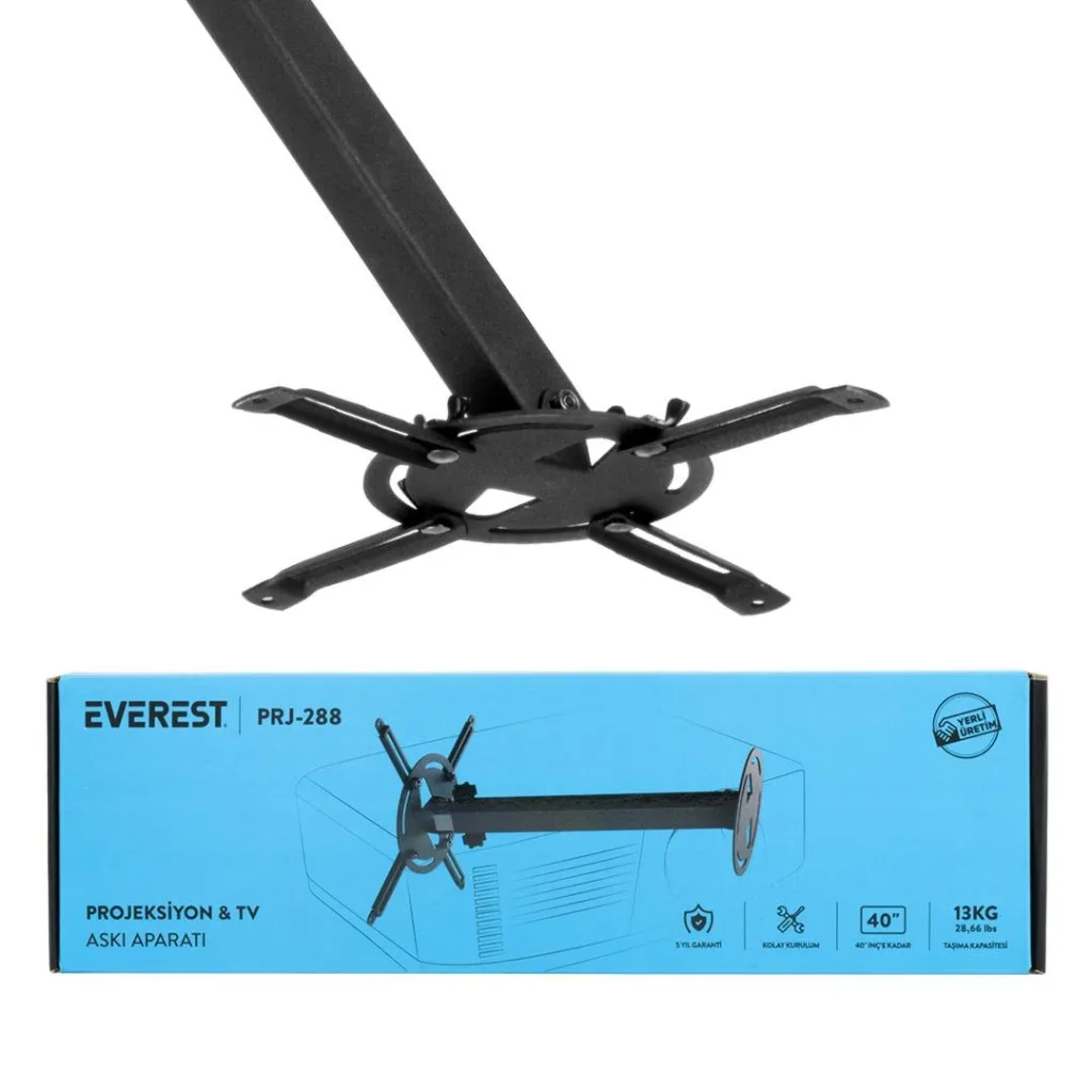 Everest PRJ-288, Teleskopik Ayak (37-52cm), 13Kg Taşıma, Projeksiyon ve Monitör, Askı Aparatı