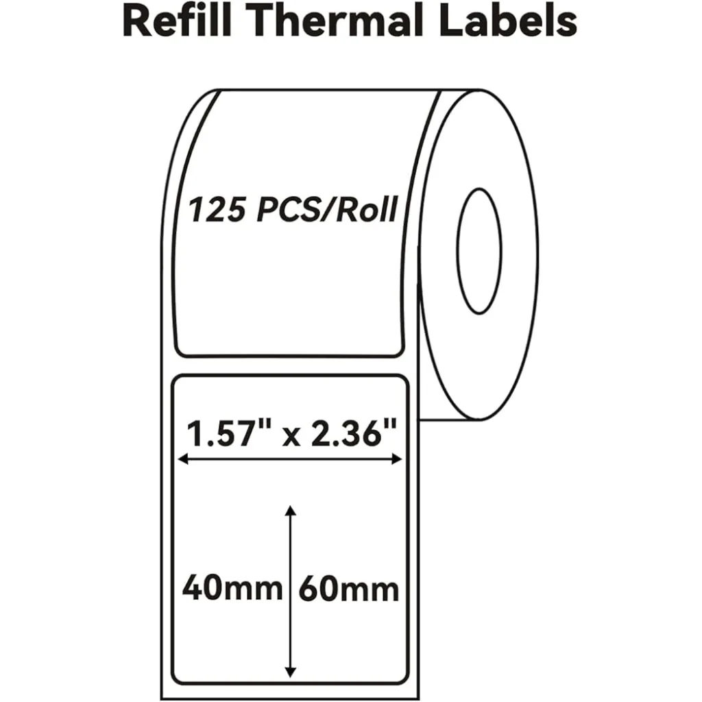 NIIMBOT T40 Etiket 40mm x 60mm 125 adet Şeffaf (B1,B21S,B3S)