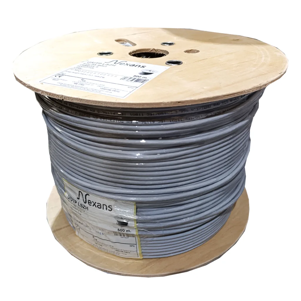 NEXANS NEX1611TO5, GRİ, CAT6, 500M, 23AWG (0,58mm), UTP, %100 Bakır, LSZH Halogen Free, Makara, Kablo