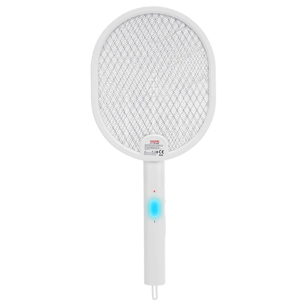 ASONIC AS-A26, Beyaz, 3000V, Raket Tipi, UV Mor Işıklı, 1200mAh, Bataryalı, Şarj Edilebilir, Katlanabilir, Sinek Öldürüc